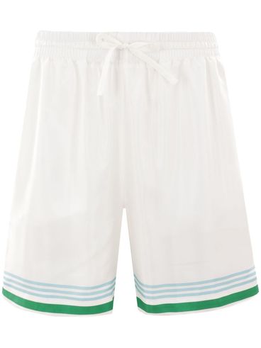 CASABLANCA - Short in seta bianco con righe