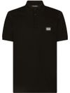 dolce & gabbana - Polo in cotone nero con etichetta logo