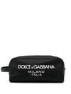 dolce & gabbana - Beauty case in tessuto nero con stampa logo