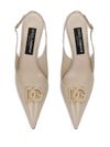 dolce & gabbana - Beige leather slingback shoe with logo plaque - 3