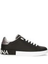 dolce & gabbana - Portofino sneakers in black leather with silver inserts