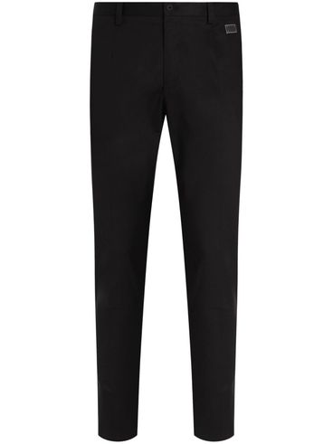 DOLCE & GABBANA - Pantaloni in cotone nero con etichetta logo