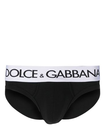 DOLCE & GABBANA - Slip in cotone stretch con logo in vita