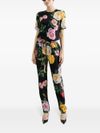 dolce & gabbana - T-shirt nera a fiori con maniche corte - 3