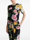 dolce & gabbana - T-shirt nera a fiori con maniche corte - 4