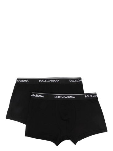 DOLCE & GABBANA - Pack of 2 black cotton boxer shorts with logo