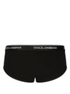 dolce & gabbana - Slip in cotone nero con logo bianco - 1