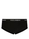 dolce & gabbana - Slip in cotone nero con logo bianco