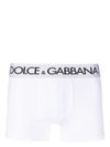 dolce & gabbana - Boxer in cotone stretch bianco con logo in vita