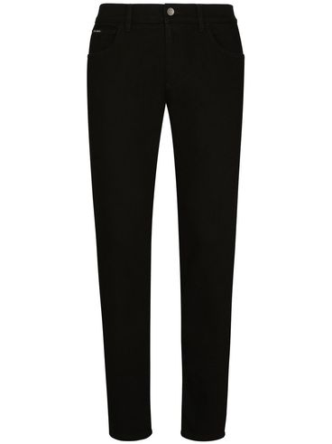 DOLCE & GABBANA - Jeans in cotone stretch modello slim con placca logo