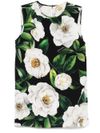 dolce & gabbana - Top smanicato nero a fiori bianchi