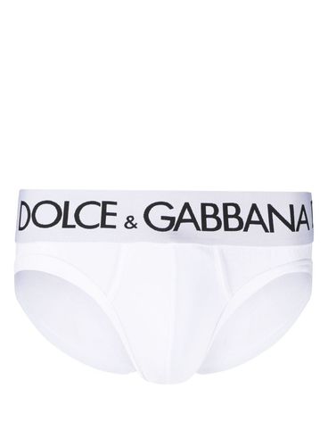 DOLCE & GABBANA - Slip in cotone stretch con logo in vita