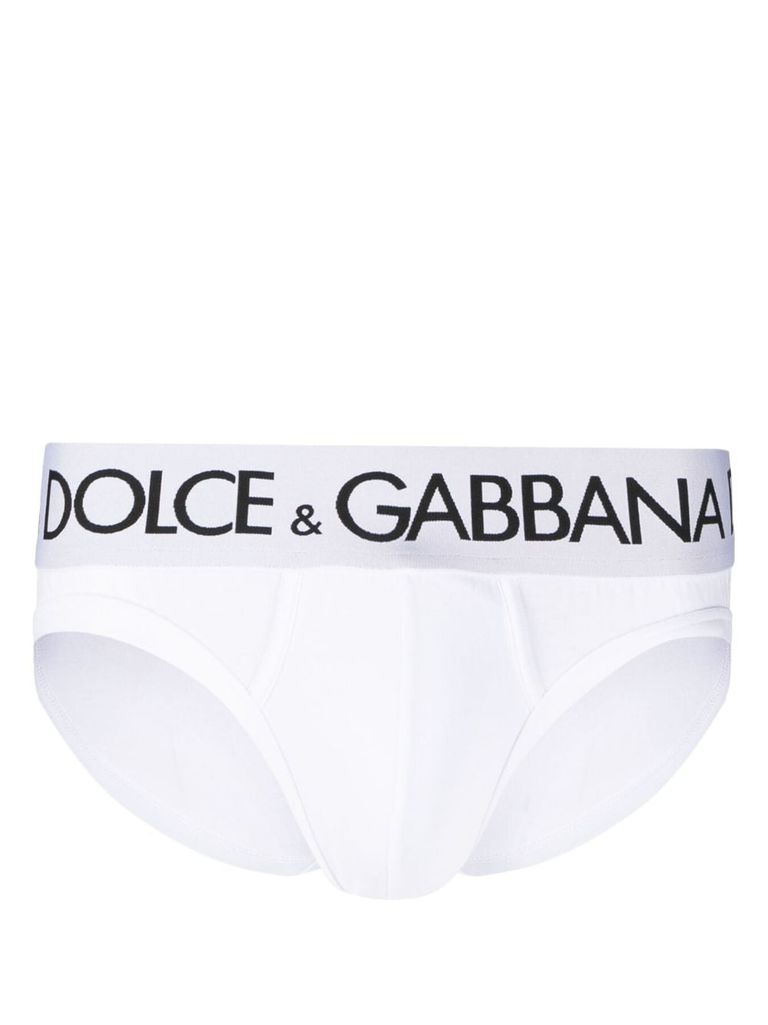 Dolce & Gabbana Mid-rise Briefs In Two-way Stretch Cotton In White