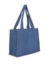 ganni - Borsa shopping blu jeans denim con logo - 2