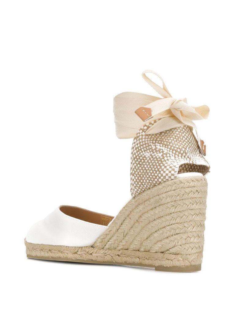 Shop Castaã±er White Jute Wedge Espadrilles