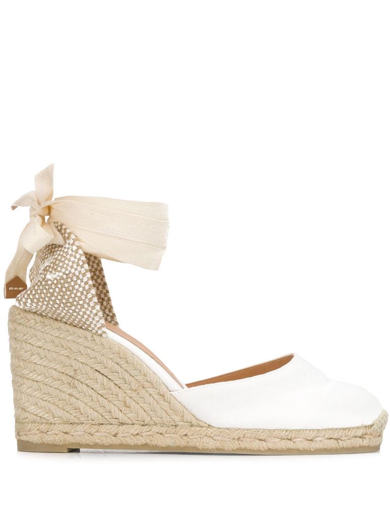 Shop Castaã±er White Jute Wedge Espadrilles
