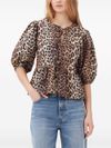 ganni - Leopard-print blouse with puff sleeves - 4