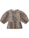 ganni - Leopard-print blouse with puff sleeves