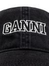 ganni - Cappello da baseball nero in jeans nero con logo - 2