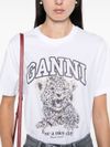 ganni - T-Shirt bianca con stampa grafica e logo - 4