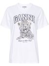 ganni - T-Shirt bianca con stampa grafica e logo