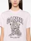 ganni - T-Shirt rosa con stampa grafica e logo - 1