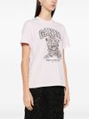 ganni - T-Shirt rosa con stampa grafica e logo - 4