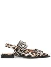 ganni - Animalier print slingback ballerina flats with buckles