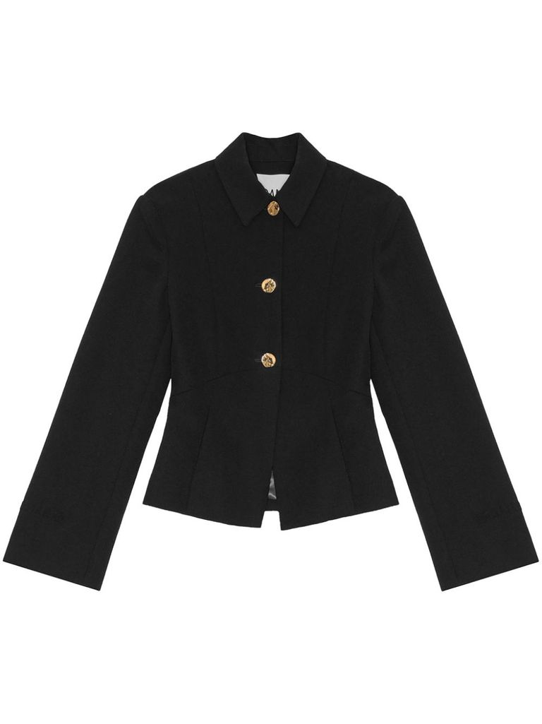 Ganni Technical Twill Blazer For In Black