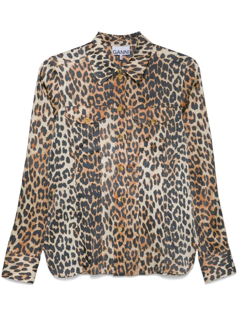 Ganni Shirt With Animalier Print In Multicolour