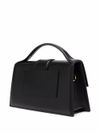 jacquemus - Black leather handbag with gold logo plaque - 4