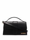 jacquemus - Black leather handbag with gold logo plaque