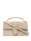 jacquemus - Borsa beige scamosciata con placca logo dorata