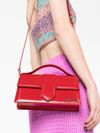 jacquemus - Red patent leather handbag with gold logo plaque - 3