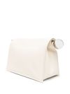 jacquemus - Ivory leather clutch bag with logo plaque and gold details - 2