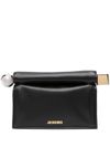 jacquemus - Black leather clutch bag with logo plaque