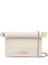 jacquemus - Ivory leather clutch bag with logo plaque and elegant details