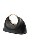 jacquemus - Black leather bag with a gold circular handle - 2