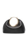 jacquemus - Black leather bag with a gold circular handle