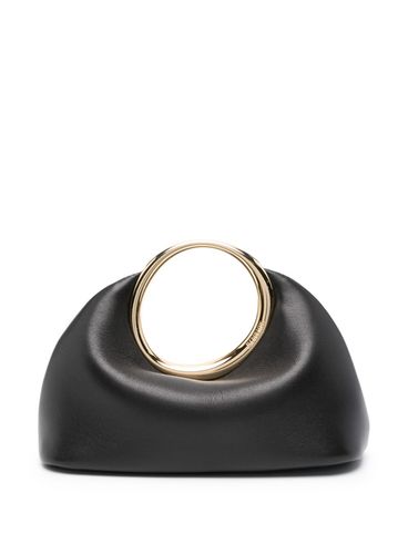 JACQUEMUS - Black leather bag with a gold circular handle