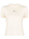 jacquemus - T-Shirt beige a maniche corte con logo