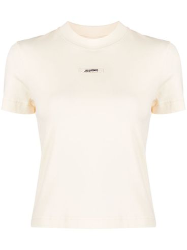 JACQUEMUS - T-Shirt beige a maniche corte con logo