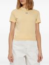 jacquemus - T-Shirt beige a maniche corte con colletto - 4