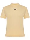 jacquemus - T-Shirt beige a maniche corte con colletto