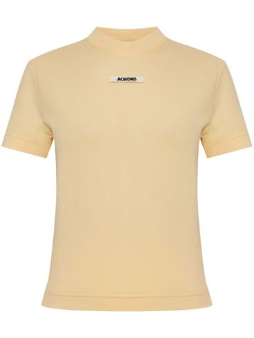 JACQUEMUS - T-Shirt beige a maniche corte con colletto