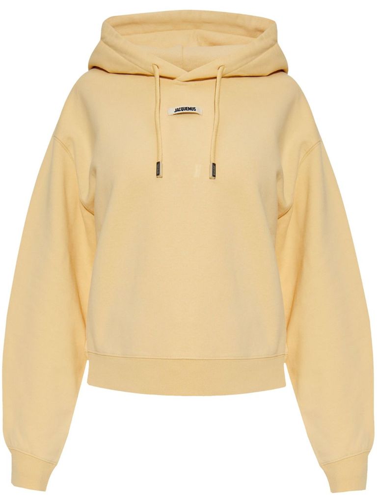 Jacquemus Gros Grain Light Beige Hooded Sweatshirt In Yellow