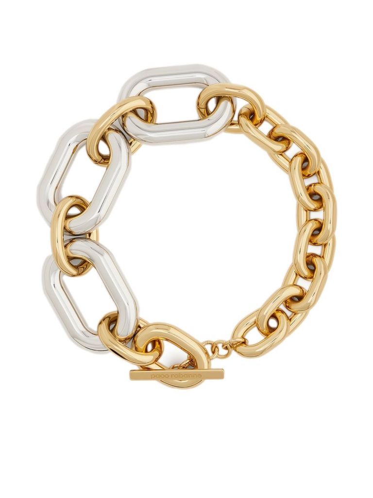 Rabanne Xxl Chain Necklace In Silver And Gold-tone Brass In Gold
