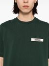 jacquemus - T-shirt in cotone verde con logo - 3