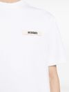 jacquemus - T-shirt in cotone bianco con logo - 1