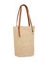 rabanne - Borsa a secchiello in raffia con logo impresso - 2